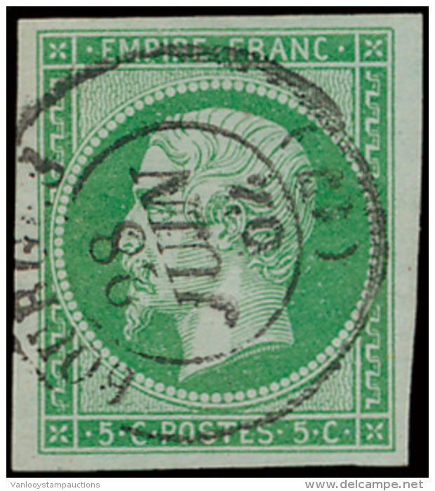 N&deg; 12a  '5c Vert-jaune' Breed Gerand, Ze - 1852 Louis-Napoleon