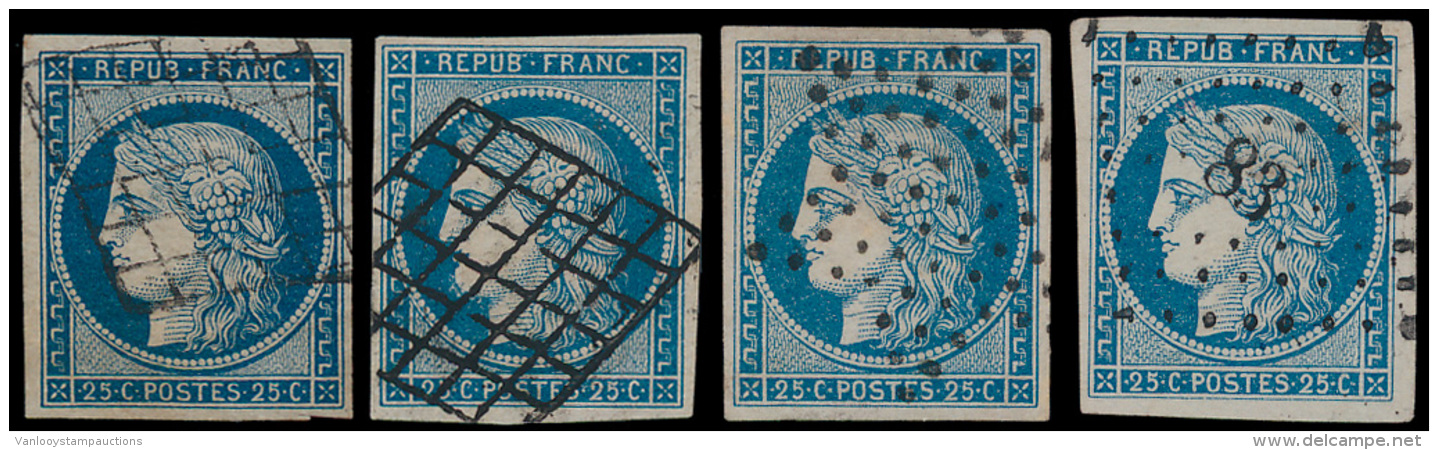 N&deg; 4 '25c Bleu' (8x) Uitgezochte Ex., W. - 1849-1850 Cérès