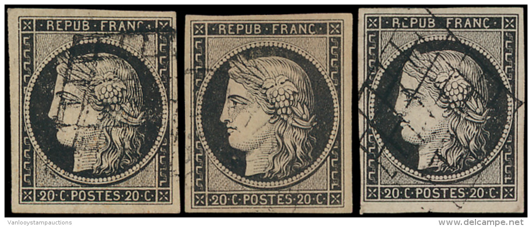 N&deg; 3 (2x) En 3a '20c Noir Sur Jaune En 2 - 1849-1850 Cérès