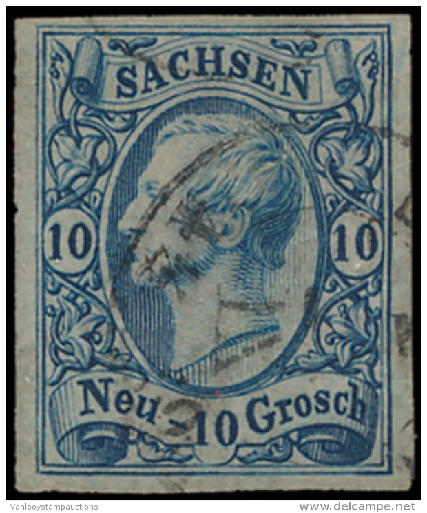 N&deg; 13c '10 Ngr Blauw' Zeer Breed Gerand, - Saxony