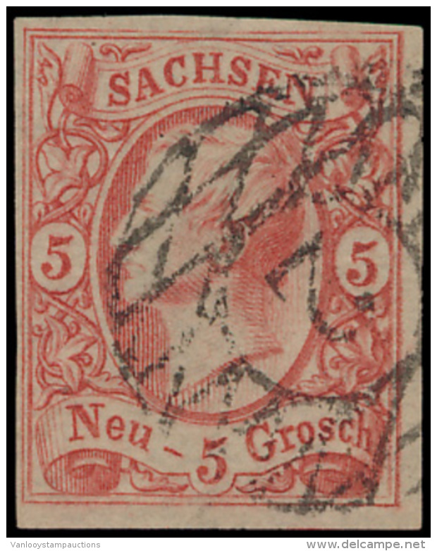 N&deg; 12 '1856, 5 Ngr Rood' Zm (Mi &euro; 80) - Saxony