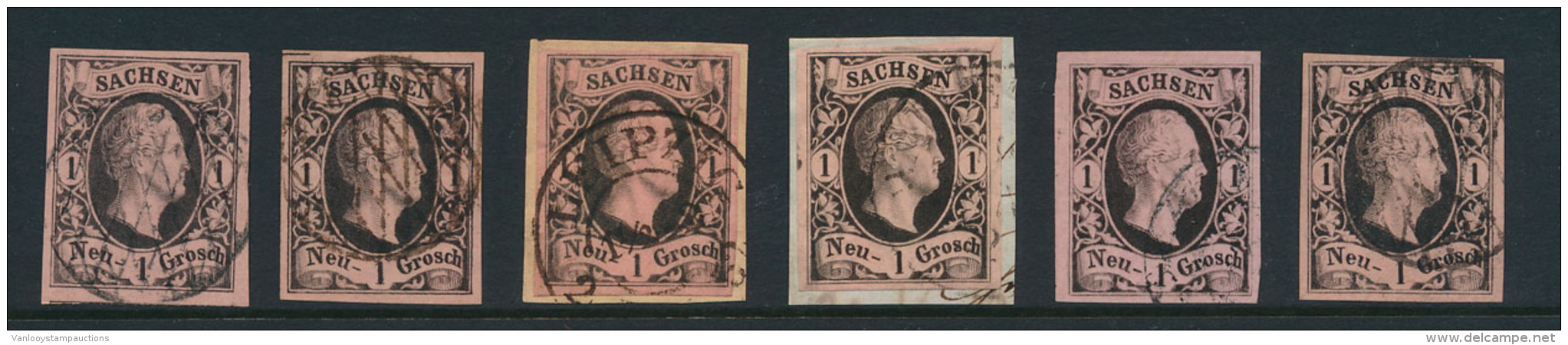 N&deg; 4 '1851, 1 Ngr Zwart Op Lichtroze' (6 - Saxony