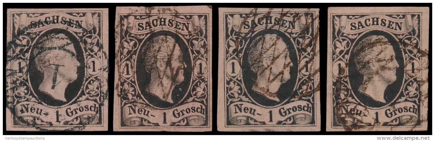 N&deg; 4 '1851, 1 Ngr Zwart Op Lichtroze' (4 - Saxony