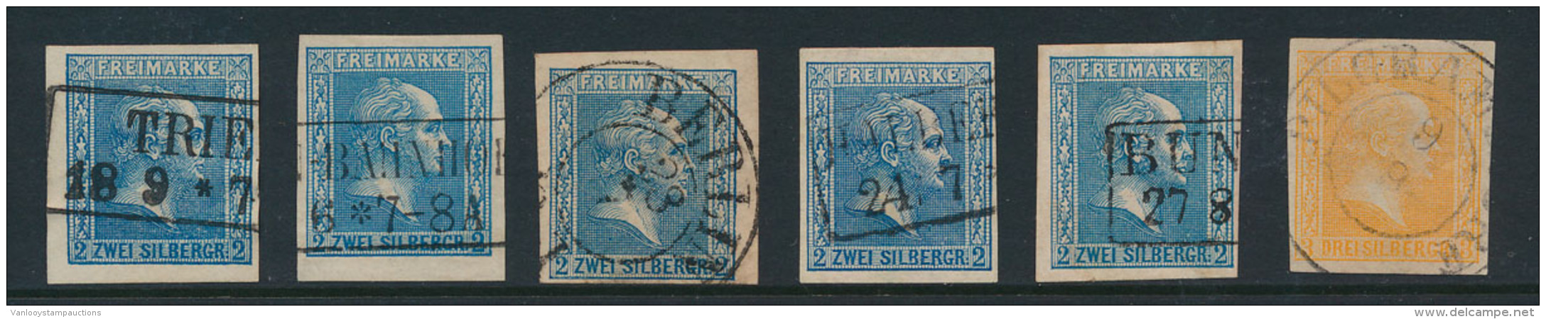 N&deg; 11 '1858, 2 Sgr Ultramarijn' (5x) En - Andere & Zonder Classificatie