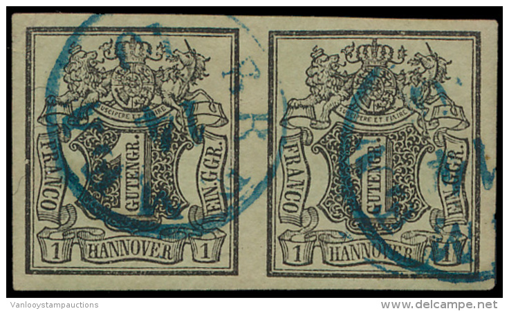 N&deg; 1 '1850, 1 Ggr' (Horizontaal Paar) Lu - Hanover