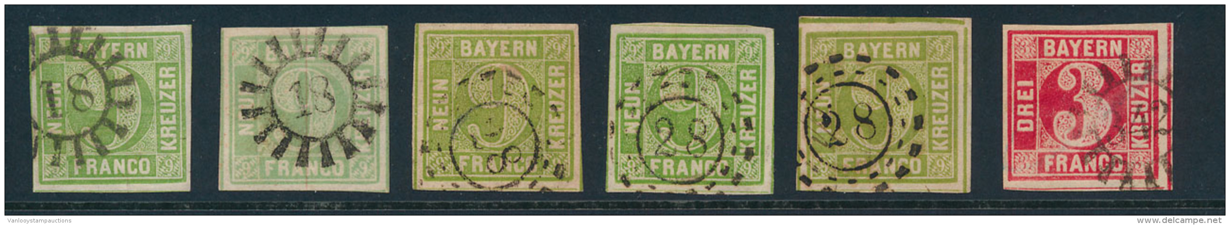 N&deg; 5 (5x) En 9 '1850/62 Cijfer 9 Kr Groe - Andere & Zonder Classificatie