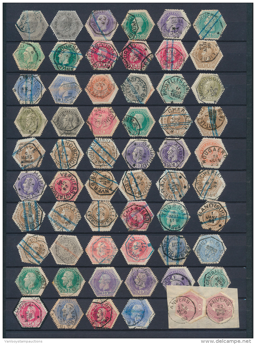 1866/1880, 66 Waarden Op Insteekblad, W. - Telegraafzegels [TG]