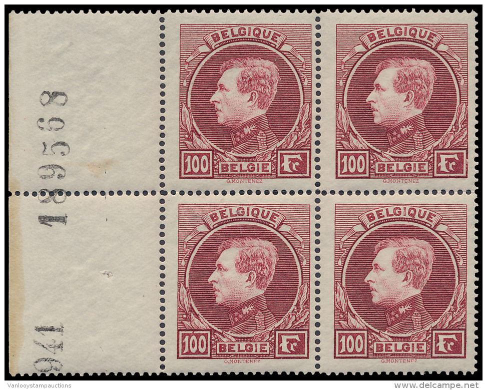 N&deg; 292 B '100F Karmijnrood' (Blok Van 4) - 1929-1941 Groot Montenez