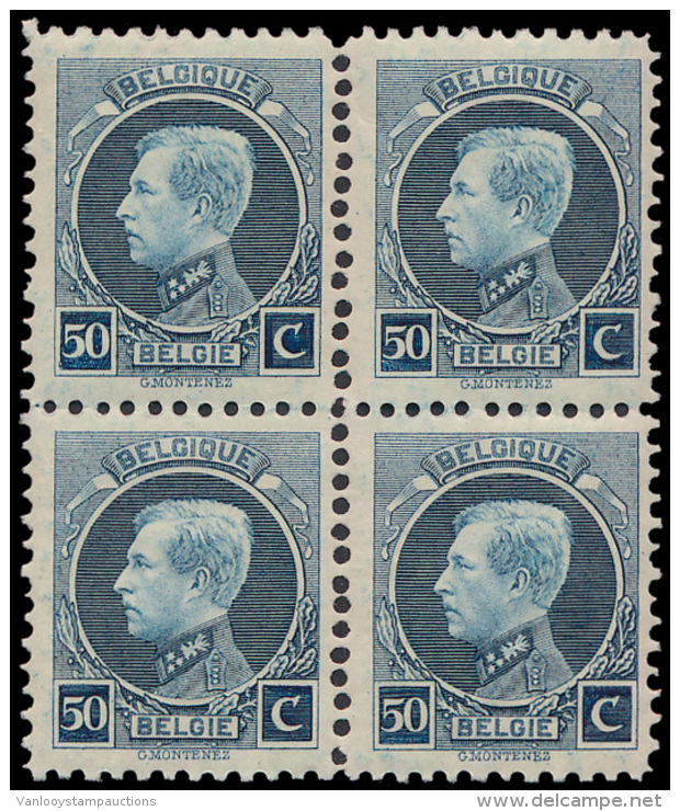 N&deg; 211 D '50c Grijsblauw' (blok Van 4) T - 1921-1925 Kleine Montenez