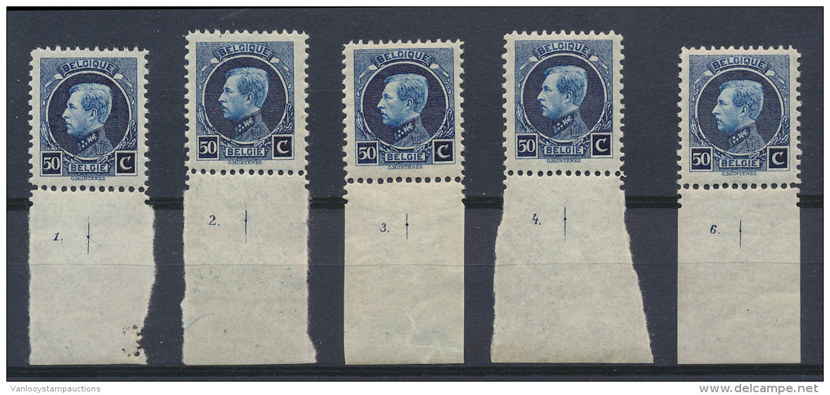 N&deg; 187 '50c Donkerblauw' Met 5 Plaatnrs. - 1921-1925 Kleine Montenez