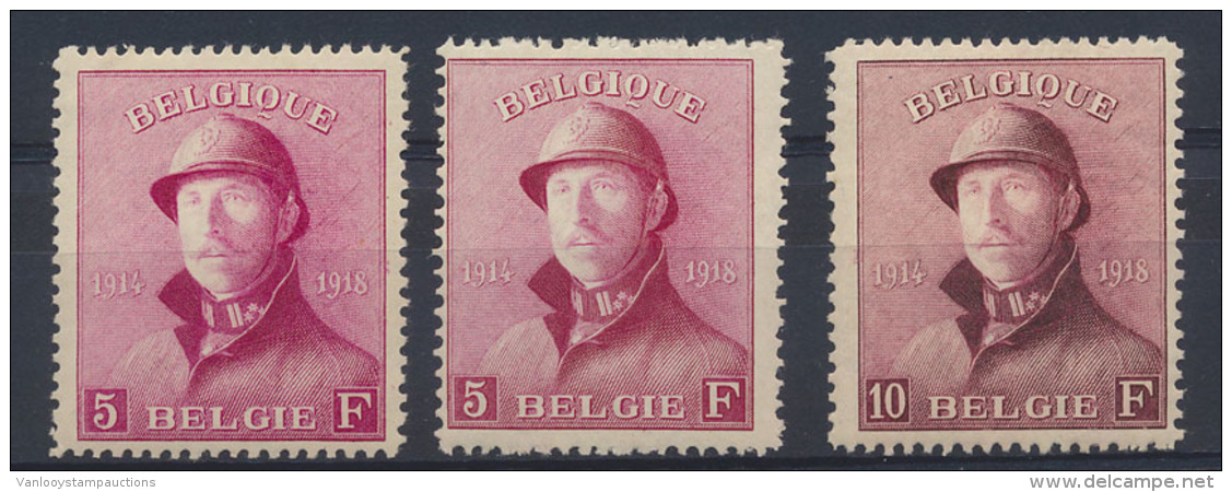 N&deg; 177 (2x) '5F In 2 Kleurnuances' En N&deg; - 1919-1920 Albert Met Helm