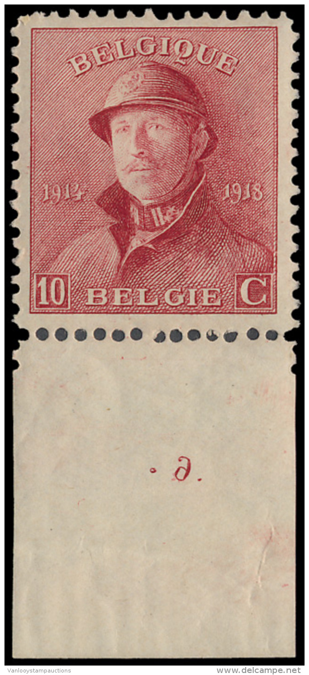 N&deg; 168A '10c Karmin' (5x), Plaatnrs. 2** - 1919-1920 Albert Met Helm