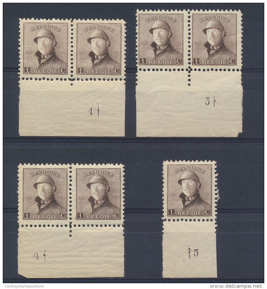 N&deg; 165 '1c Violetbruin' (7x), Met 4 Vers - 1919-1920 Albert Met Helm