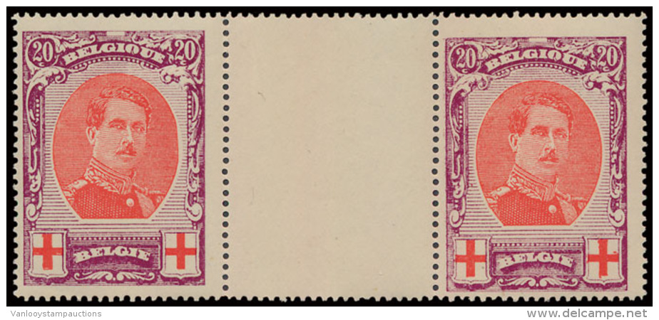 N&deg; 134 '20c Violet' (in Paar) Met Tussen - 1915-1920 Albert I