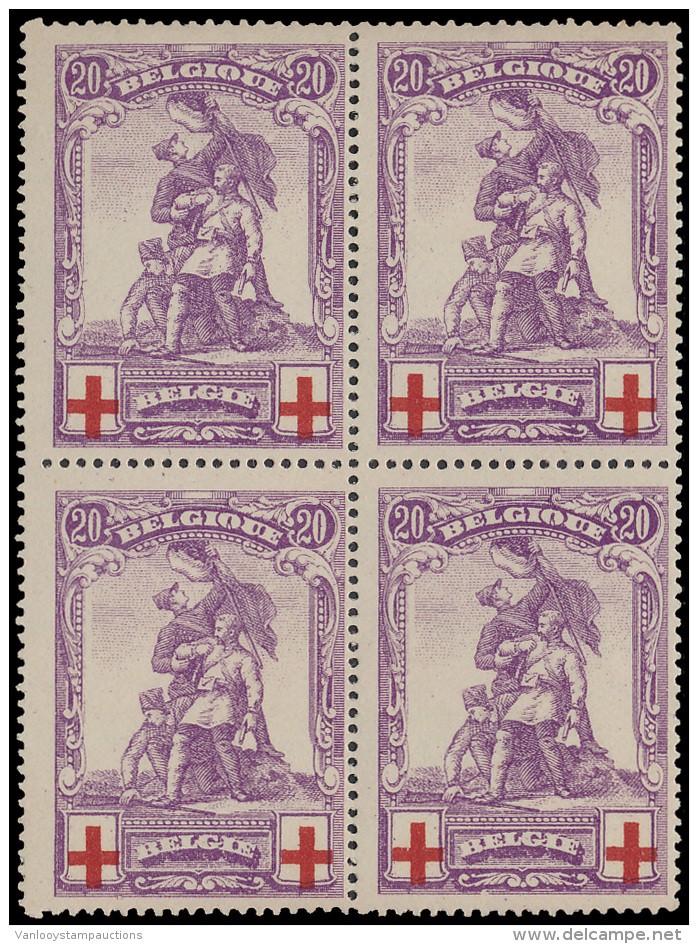 N&deg; 126/28 ( In Blokken Van 4),ondanks 1 - 1914-1915 Rode Kruis