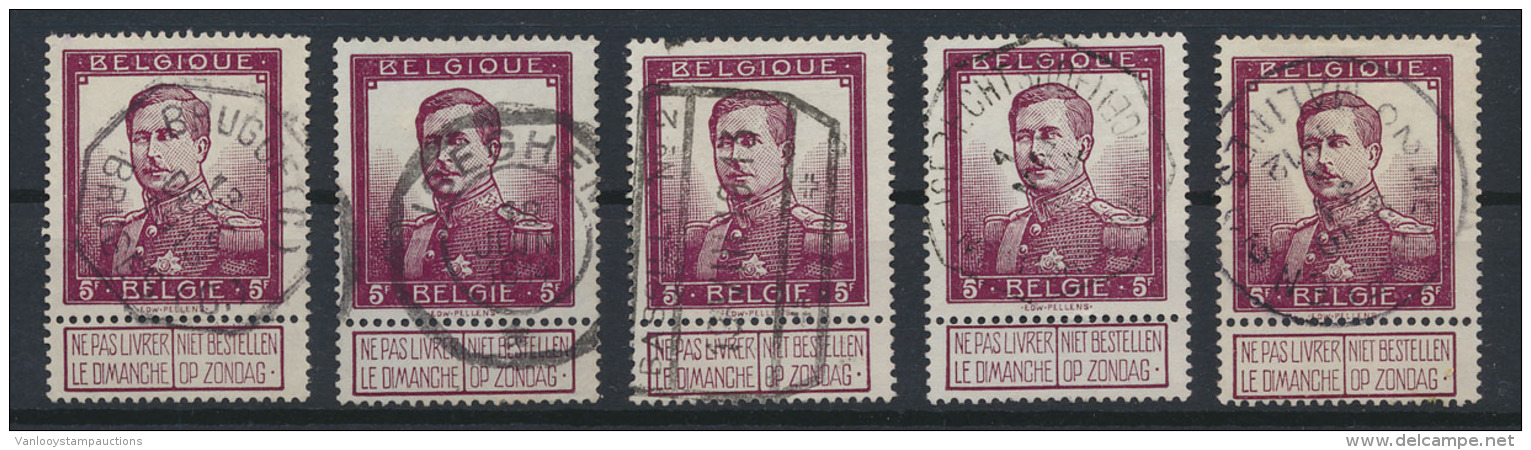 N&deg; 122 '5F Wijnrood' (5x), Diverse Mooie - 1912 Pellens