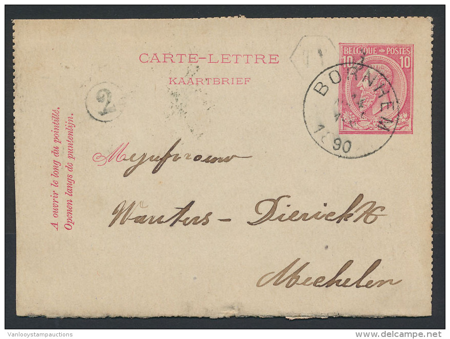 1890, Prachtig Kaartbriefje (type N&deg; 46) - 1884-1891 Leopold II