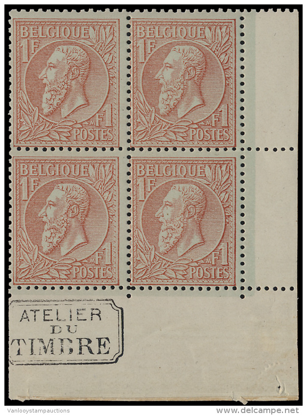 N&deg; 51 '1F Roodbruin Op Groen' (Blok Van - 1884-1891 Leopold II