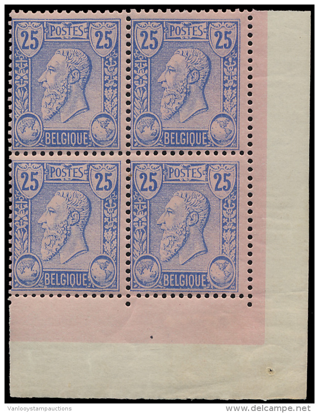 N&deg; 48 '25c Blauw Op Roze (Blok Van 4) Ze - 1884-1891 Leopold II