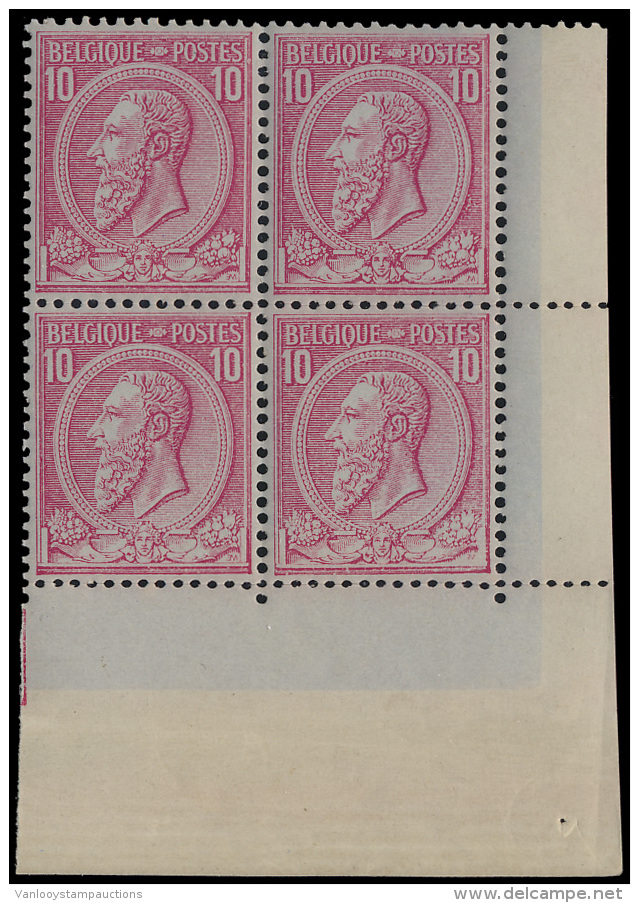 N&deg; 46 '10c Roze Op Blauw' (Blok Van 4) M - 1884-1891 Leopold II.