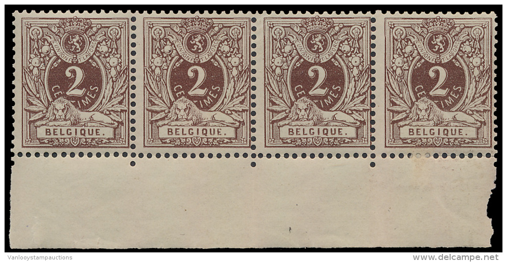 N&deg; 44 '2c Paarsbruin' (Strip Van 4) Met - 1869-1888 Liggende Leeuw