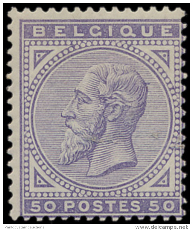 N&deg; 41 '50c Licht Violet' Iets Gedecentre - 1883 Leopold II