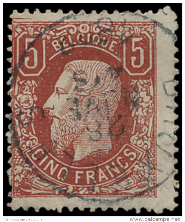 N&deg; 37 '5F Bruinrood' Met Zeer Mooie Cent - 1869-1883 Leopold II