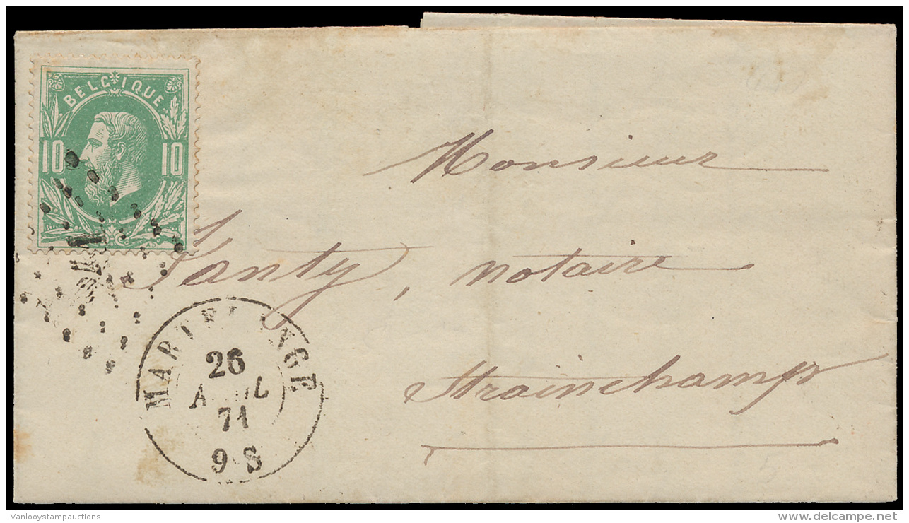 N&deg; 30, Op Briefje Uit PT. 241 Martelange - 1869-1883 Leopold II