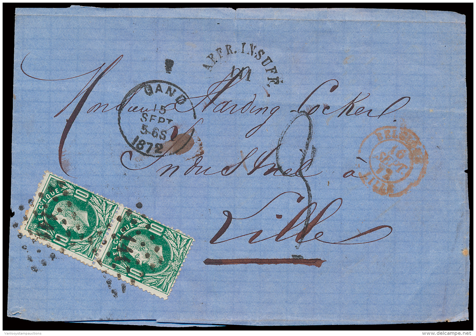N&deg; 30 (Vertikaal Paar) Op Briefdeel Uit - 1869-1883 Leopold II