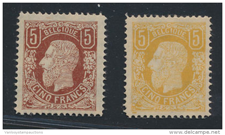 N&deg; 37 En 37A '5F Bruinrood En 5F Lichtbr - 1869-1883 Leopold II
