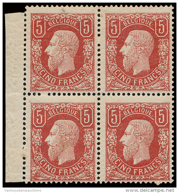 N&deg; 37 '5 Frank Bruinrood' (Blok Van 4) M - 1869-1883 Leopold II