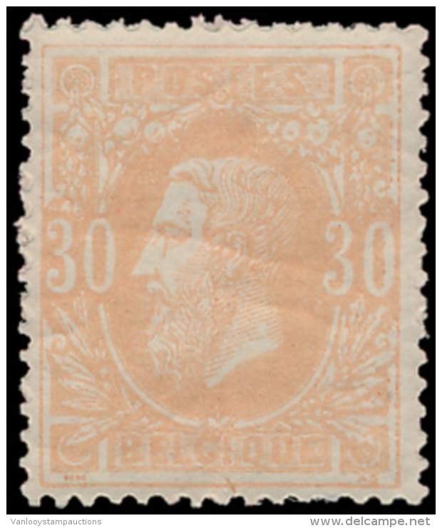 N&deg; 33 '30c Okerrood', Zm (OBP &euro; 250) - 1869-1883 Leopold II