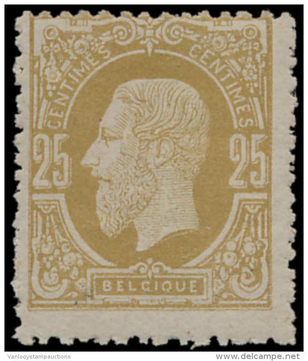 N&deg; 32 B '25c Olijfgeel Op Dun Glanzend P - 1869-1883 Leopold II