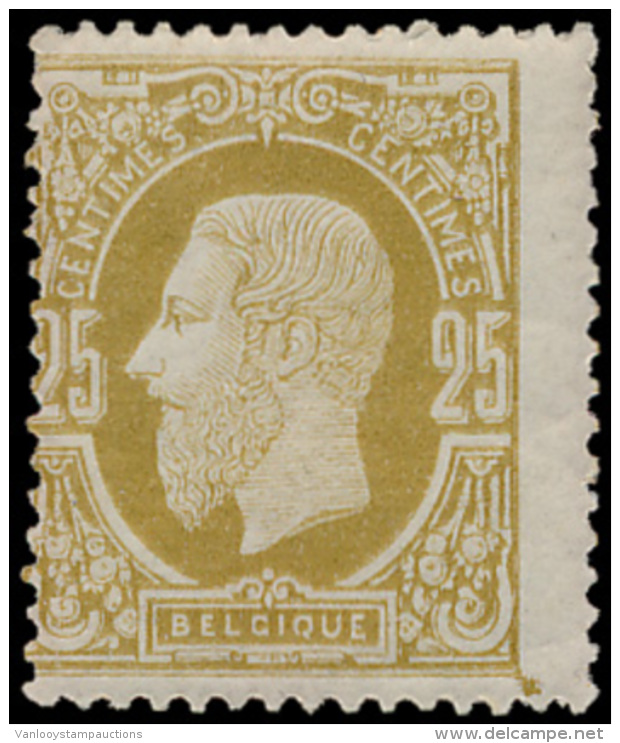 N&deg; 32A '25c Olijf' Gedecentreerd, Zm (OB - 1869-1883 Leopold II