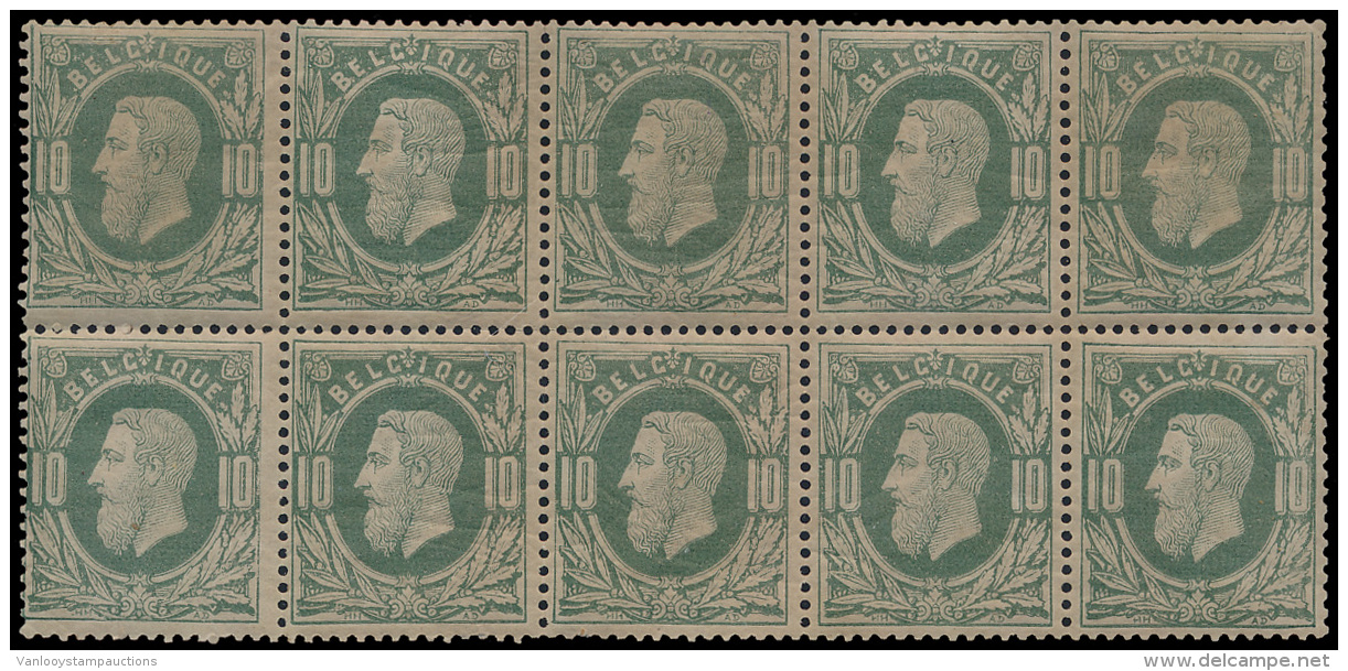 N&deg; 30A '10c Grijsgroen, Tanding 15' (Blo - 1869-1883 Leopold II