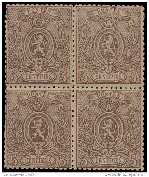 N&deg; 25A '5c Lichtbruin, Tanding 15' (Blok - 1869-1888 Liggende Leeuw