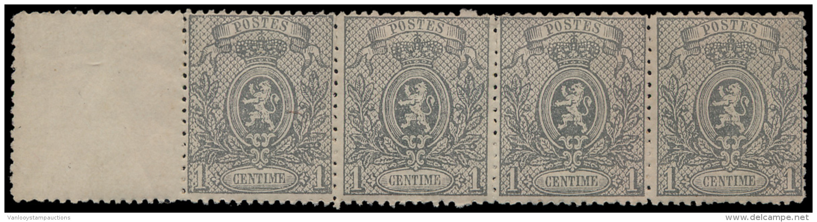 N&deg; 23A '1c Grijs, Tanding 15' (Strip Van - 1869-1888 Liggende Leeuw