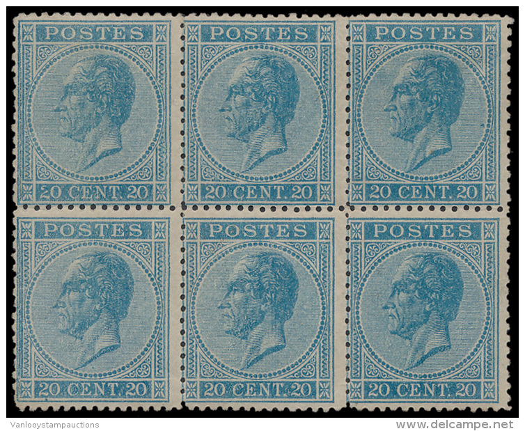 N&deg; 18 '20c Blauw, Tanding 14 1/2 X 14' ( - 1865-1866 Profiel Links