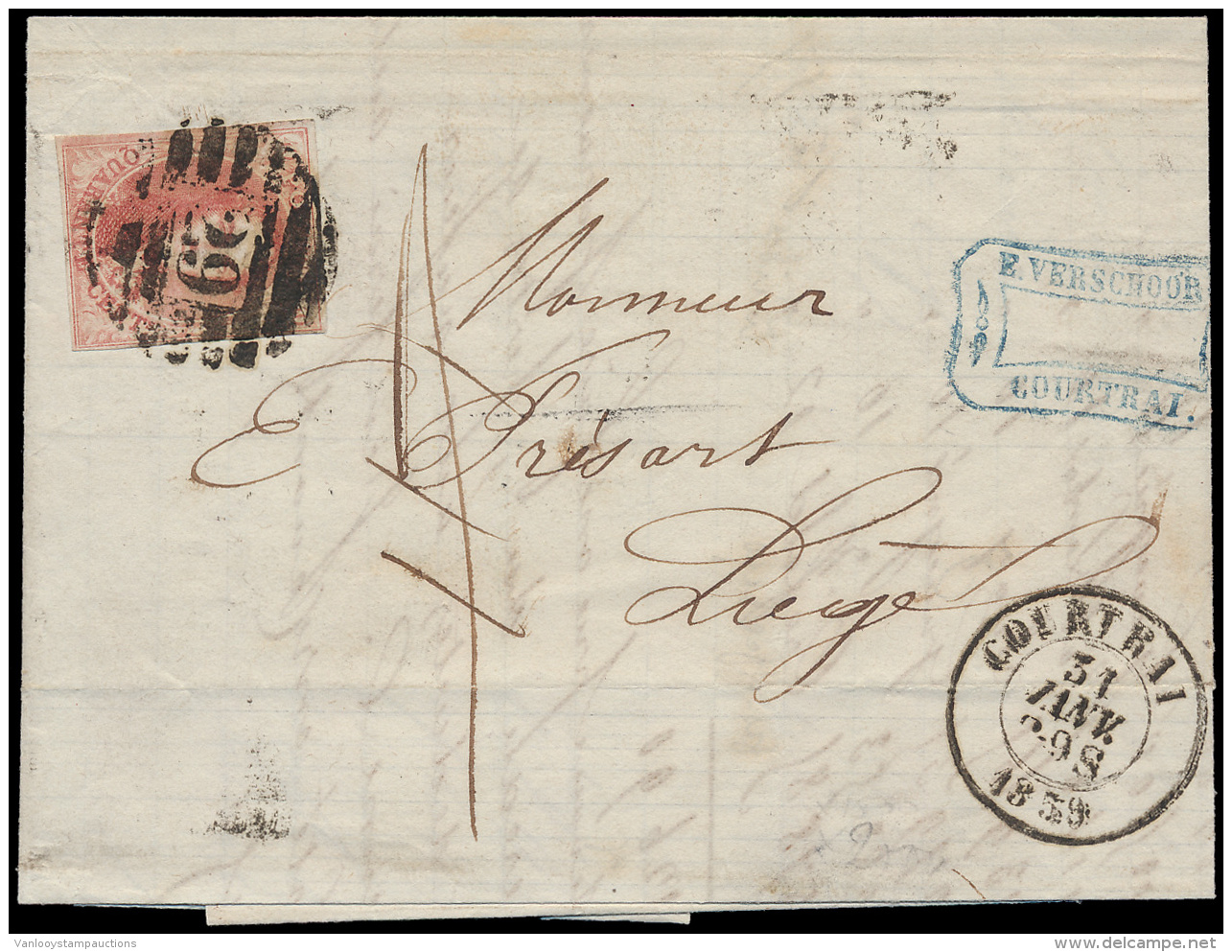 N&deg; 12A, Rondom Goed Gerand, Mooie Brief - 1858-1862 Medaillons (9/12)
