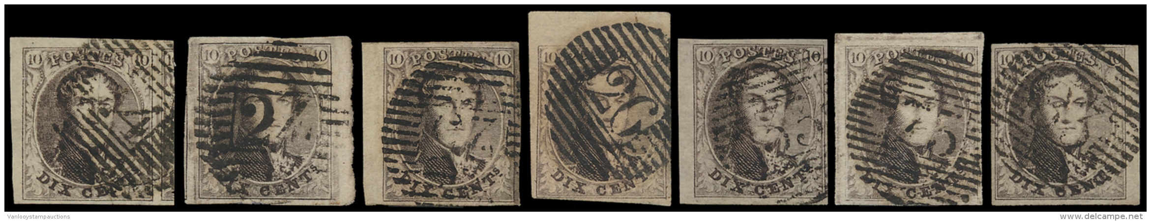 N&deg; 6 (7x) Selectie Van Zeer Breed Gerand - 1851-1857 Medaillons (6/8)
