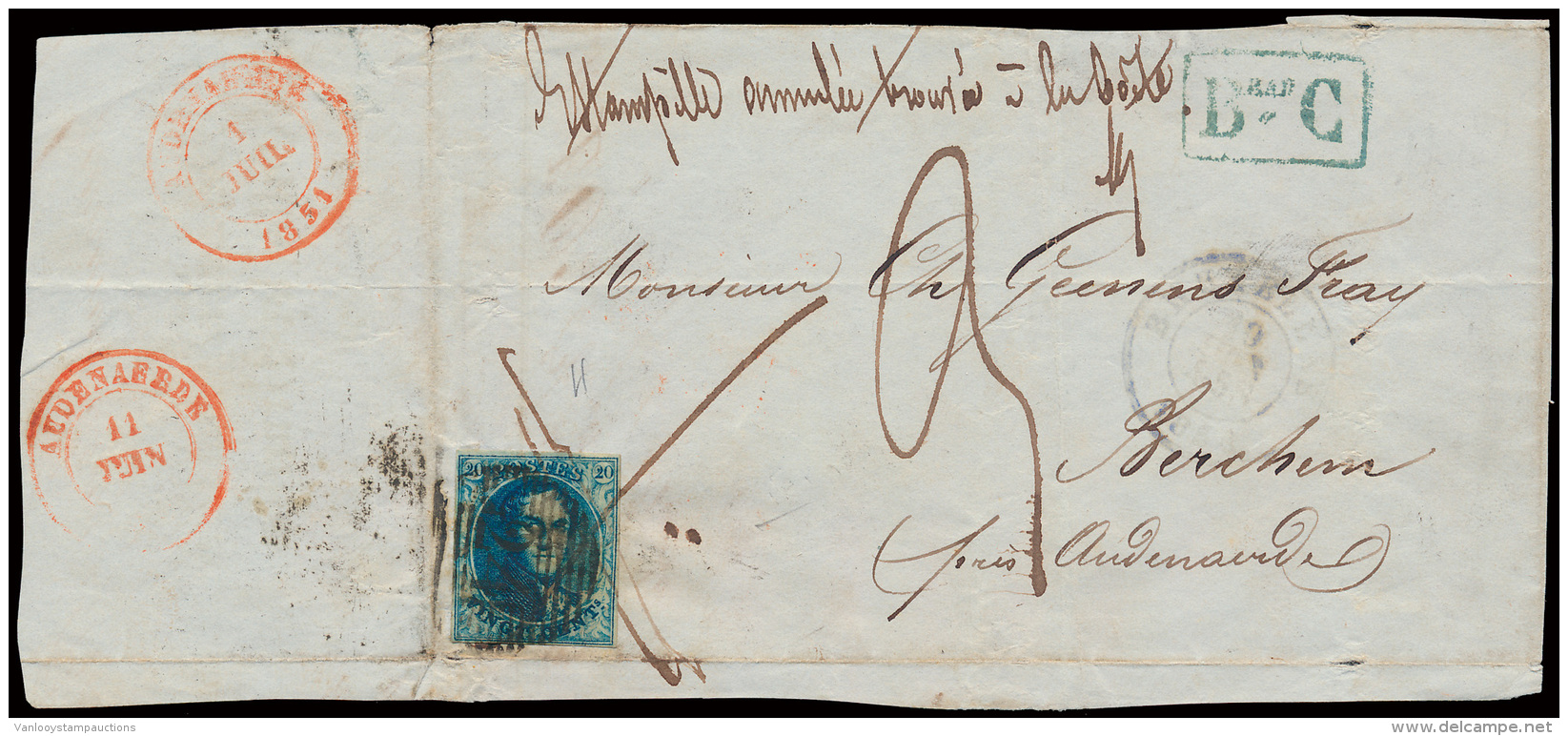 N&deg; 4, Volrandig, Op Groot Briefdeel Uit - 1849-1850 Medaillons (3/5)
