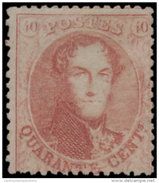 N&deg; 16 B '40c Karmijnroze, Tanding 14 1/2 - 1849-1865 Medaillons (Varia)