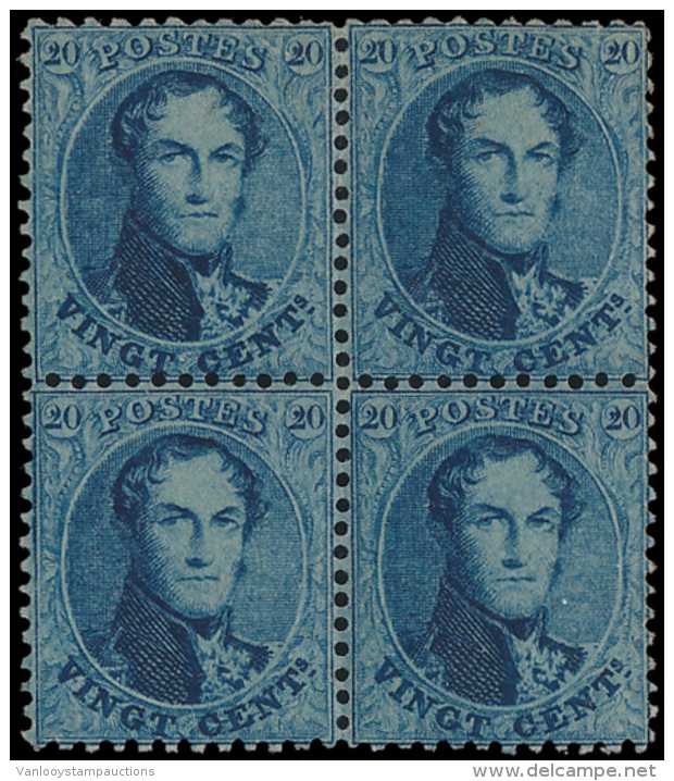 N&deg; 15 Ba '20c Donkerblauw, Tanding 14 1/ - 1849-1865 Medaillons (Varia)