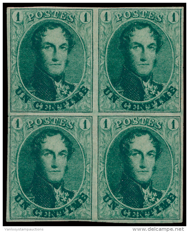N&deg; 9 '1 Cent. Groen' (Blok Van 4), Zeer - 1849-1865 Medaillons (Varia)