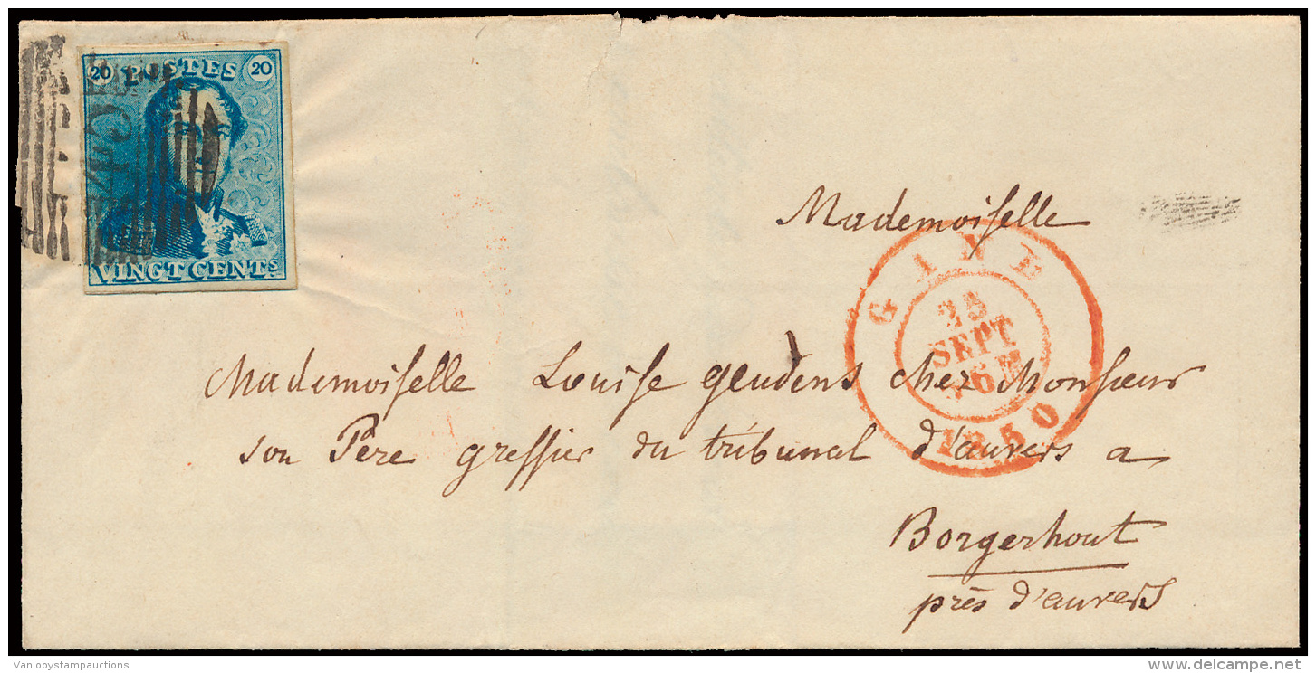 N&deg; 2a 'Lichtblauw' Goed Gerand, Op Brief - 1849 Epauletten