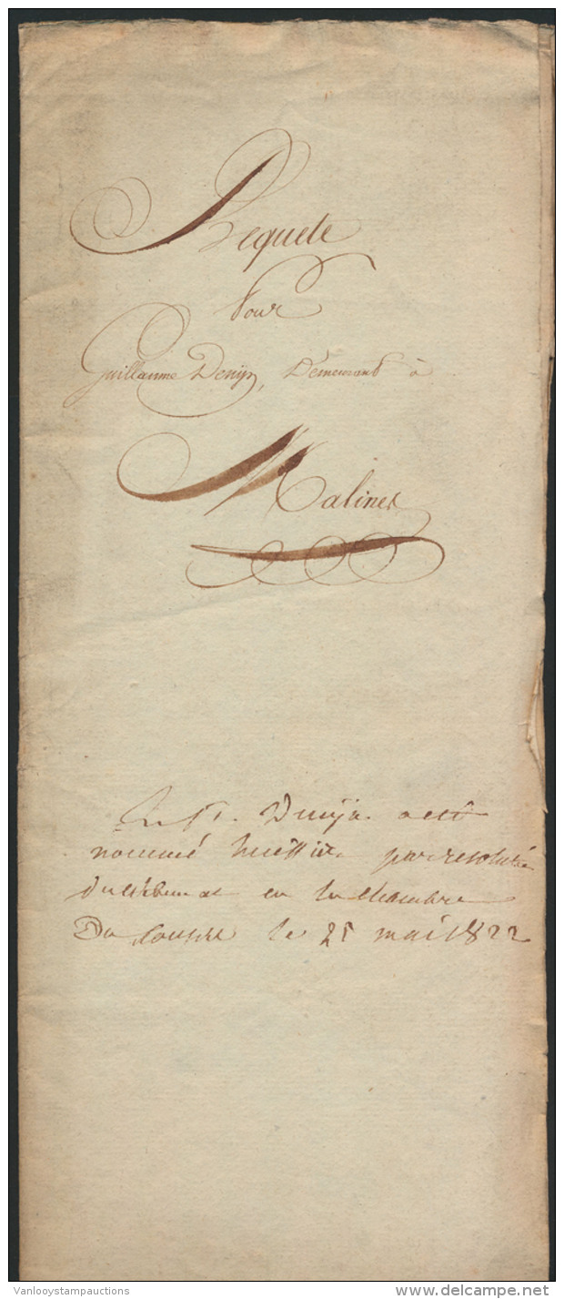 1822, Mechelen. Request Van/naar G. Deni - Autres & Non Classés