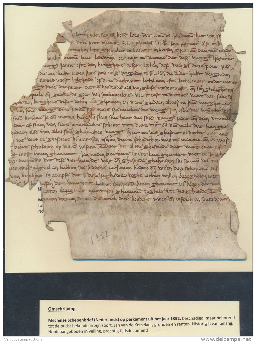 1352, Mechelse Schepenbrief (Nederlands) - Andere & Zonder Classificatie