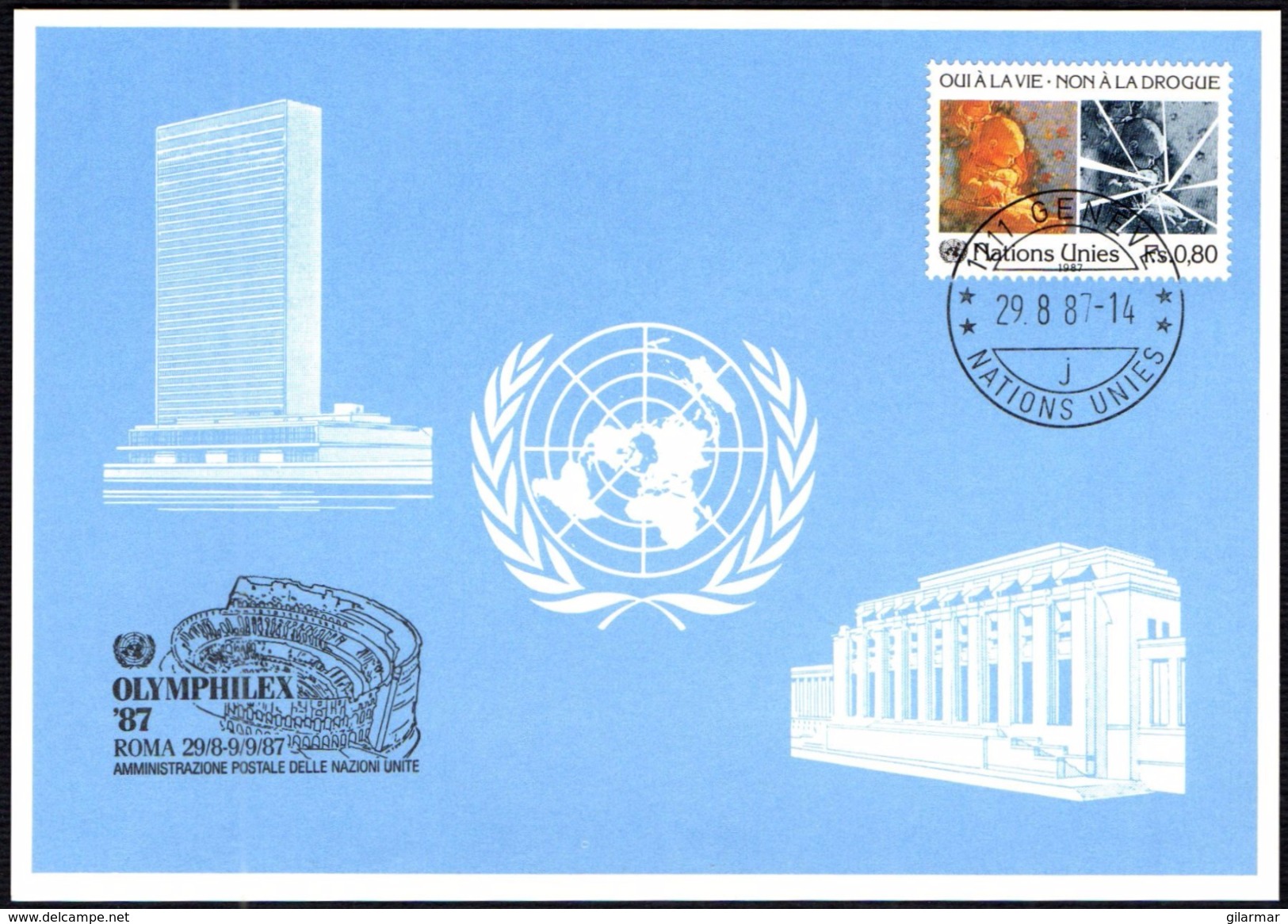 OLYMPIC GAMES - UNITED NATIONS GENEVE 1987 - PARTECIPATION IN WORLD OLYMPIC PHILATELIC EXHIBITION - OLYMPHILEX ´87 - Estate 1988: Seul