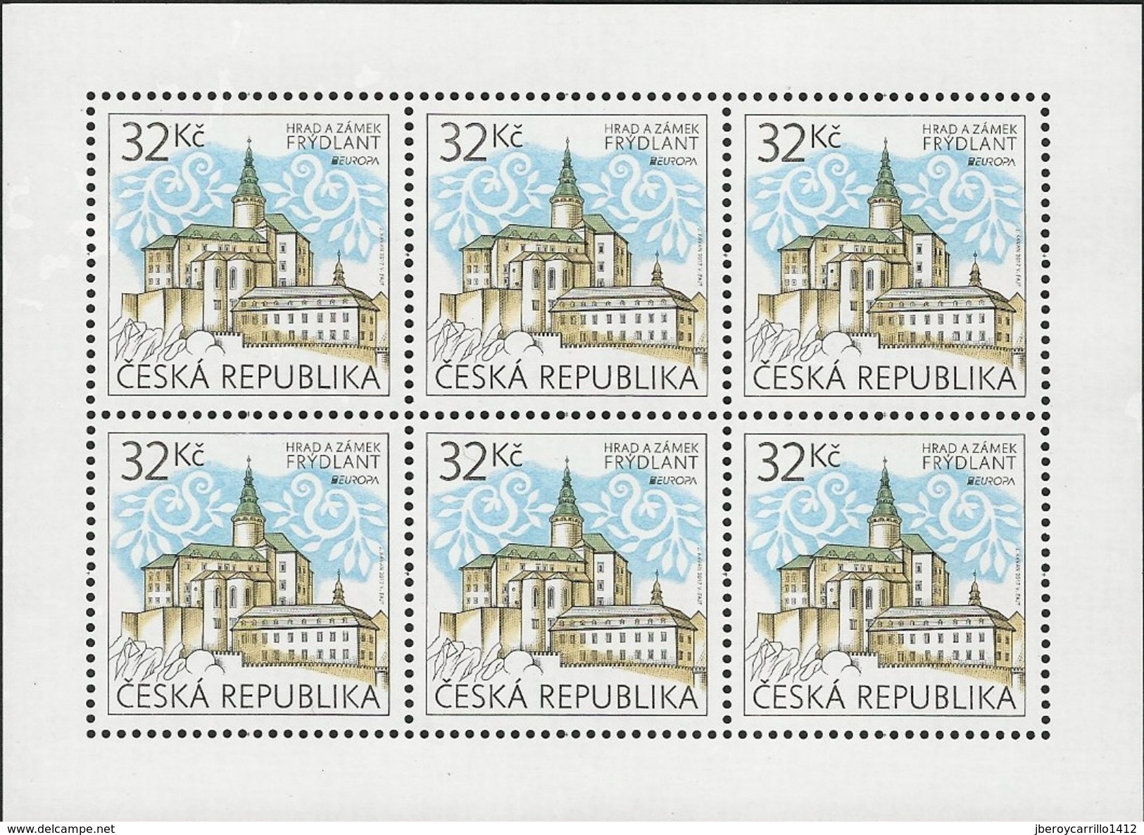 CHECA REPÚBLICA/ CZECH REPUBLIK/ CESKA REPUBLIK  -EUROPA 2017- "CASTILLOS - CASTLES - SCHLÖSSER".- HOJA BLOQUE De 6 - 2017