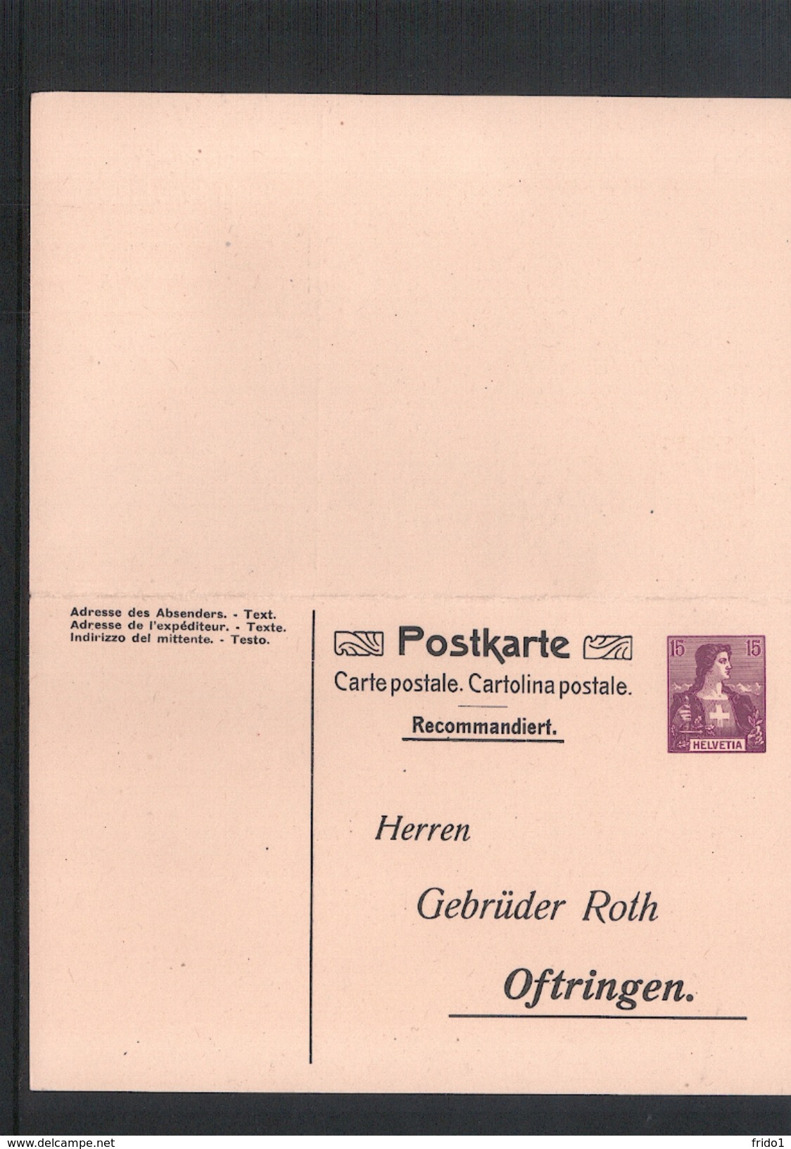 Schweiz Postcard Registered - Postfrisch / MNH - Interi Postali